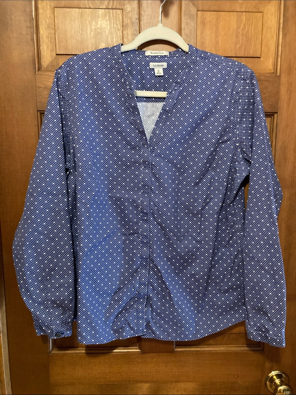 LLBEAN v-neck, collarless, long sleeve Blouse